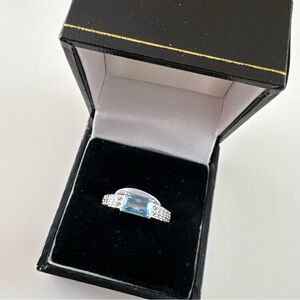 Bomb Party I’ve Found My Passion Ring RG37038 Aquamarine CZ Rhodium Plating